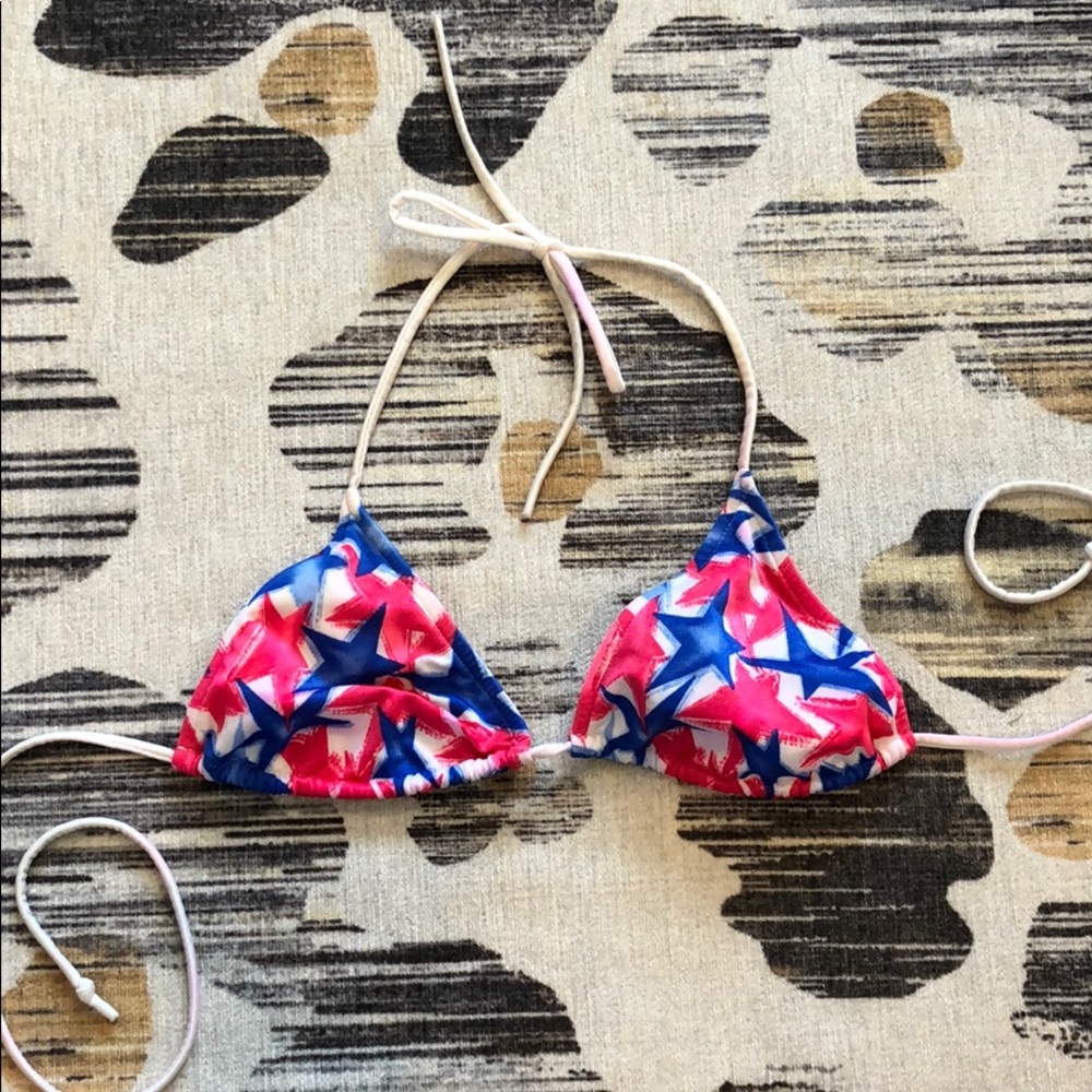 Red, White, & Blue Star String Bikini Top